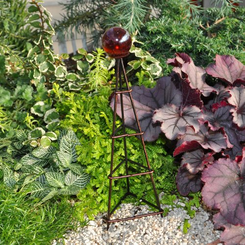 Miniature Fairy Garden Globe on a Trellis Color Options Red