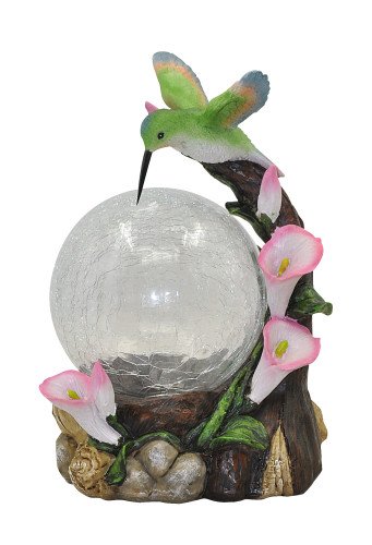 Moonrays 92365 Hummingbird Globe Garden Statue with Solar Powered Color-Changing LED Light Multicolor