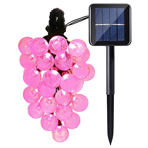 Qedertek Solar Globe String Lights 20ft 30 LED Waterproof Outdoor Globe Fairy Lighting for IndoorOutdoor Home Patio Lawn Garden Wedding Party Decorations Pink