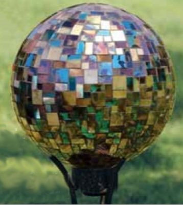 10 Blue and Brown Deco Art Glass Mosaic Outdoor Patio Garden Gazing Ball