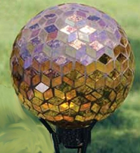 10 Geometric Iridescent Auburn Art Glass Mosaic Outdoor Patio Garden Gazing Ball