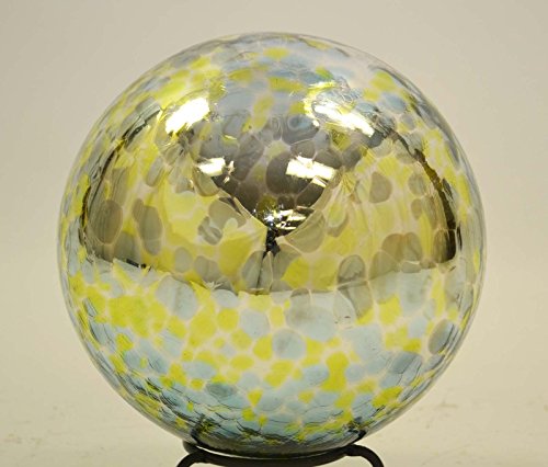 10 Inch Glass Garden Gazing Ball Aqua Lime Spots color