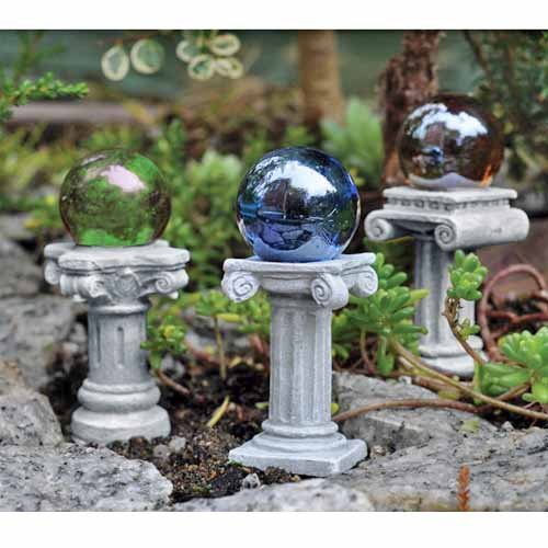 3 Miniature Gazing Balls Picks Fairy Garden