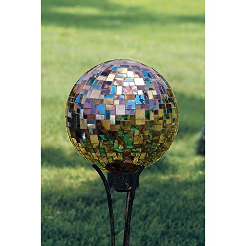 Carson Home Accents Blue Art Glass 10-inch Hand-painted Mosaic Garden Gazing Ball
