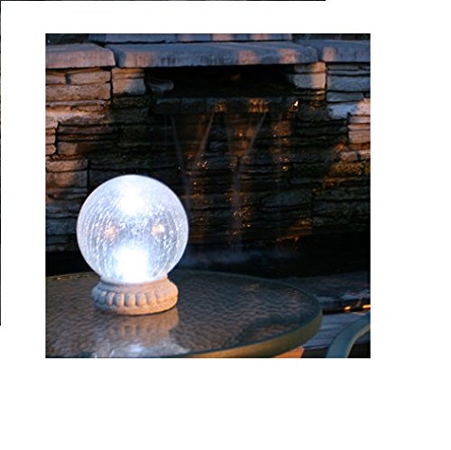 Garden Gazing Ball Crackled Glass 8 with Tabletop Base Solar-Powered Includes Dual Mode Option and Automatic Illumination Ideal for Outdoor Decor