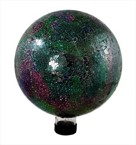 NorthLight 10 in Green Pink And Purple Mosaic Glass Outdoor Patio Garden Gazing Ball