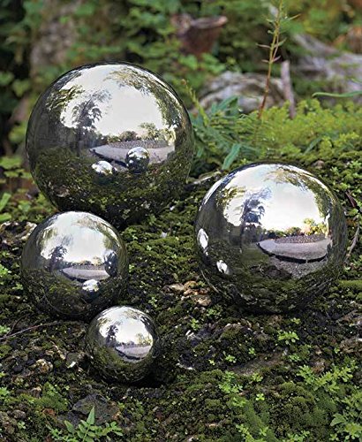 SET OF 4 STAINLESS STEEL GARDEN SHINY SPHERES ORBS YARD LAWN OUTDOOR HOME DÃ‰COR frombixlife