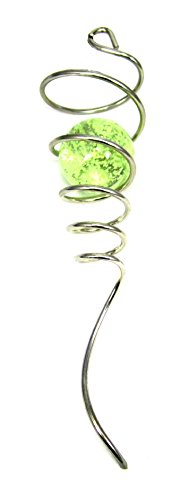 11 Spiral Tail Silver Wire Yellow Flaked Glow In The Dark Glass Gazing Ball Cyclone Wind Spinner Stabilizing Accessory Optical Illusion with String and Hook