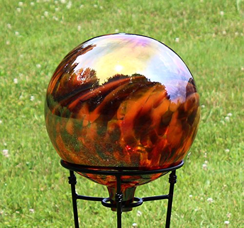 Glass Gazing Ball Dark Sun 12 Inch by Iron Art Glass Designs
