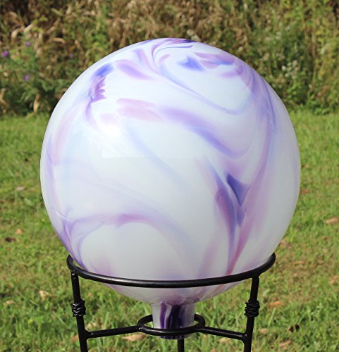 Glass Gazing Ball Over Opal Violet  12 Inch by Iron Art Glass Designs