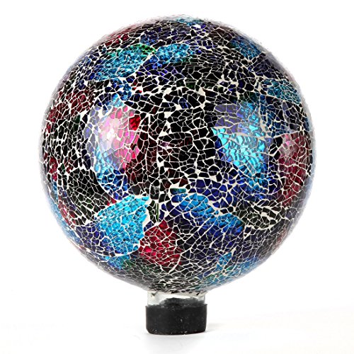 Lilys Home Colorful Mosaic Glass Gazing Ball Purple Blue and Green 10 Inch