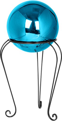 12&quot Metal Gazing Ball Standamp 8&quot Gazing Ball blue By Trademark Innovations