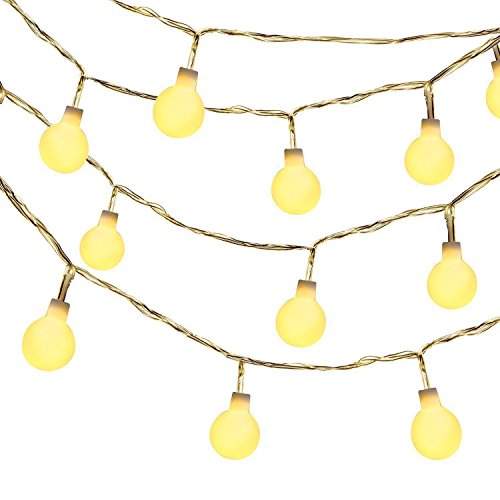 Upgrade Version Ilyever 40 LED Globe Long String Lights Warm Color Battery Operated on 13ft4m Led Ball Fairy Starry Light for Garden Party Tree Christmas New Year