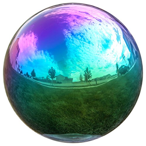 Lilys Home Gazing Globe Mirror Ball in Rainbow Stainless Steel - 12 Inch