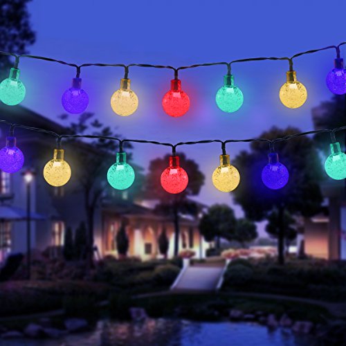 Vmanoo Christmas Solar Powered Globe Lights30 LED 197ft Globe Ball Fairy String Light for Outdoor Xmas Tree Garden Patio Home Lawn Holiday Wedding Decor Party Multi-color