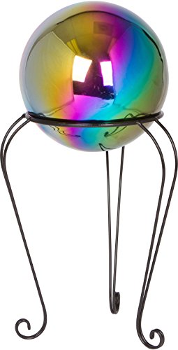 12&quot Metal Gazing Ball Standamp 8&quot Gazing Ball rainbow By Trademark Innovations