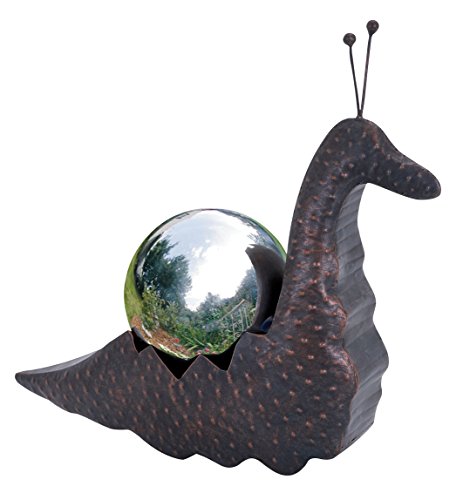 Deco 79 63294 Metal Snail With Gazing Ball Statue 20 By 17-inch