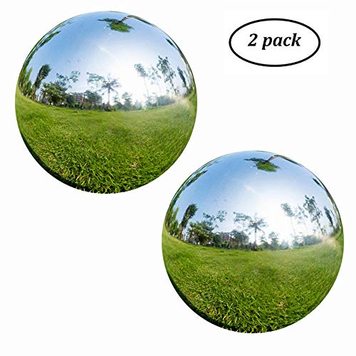 Gazing Balls - 2Pcs Stainless Steel Mirror Ball Gazing Globe Shiny Ball for Gardens Decoration 2Pcs 5Inch