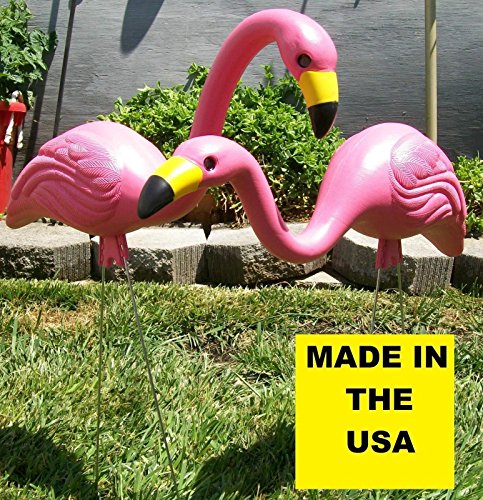 2 Large 25&rdquo Pink Flamingos Plastic Yard Garden Lawn Art Ornaments Decorations