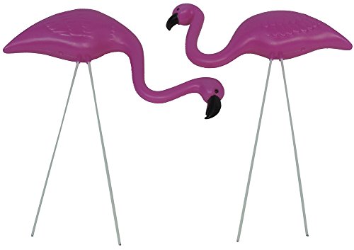 2 Mini Pink Flamingo Birds Yard Ornament Novelty Stakes