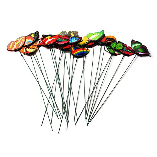 24 Pcs Set Garden Ornament Colorful Butterfly Yard Stake Lawn Decor