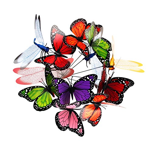 26 PCS Garden Yard Ornaments Multicolor Emulational Butterfly Stakes and Dragonfly Stakes