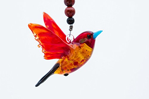 Cardinal Suncatcher Glass Yard Ornament with Jasper - Great Christmas Gift Sodaamthyst