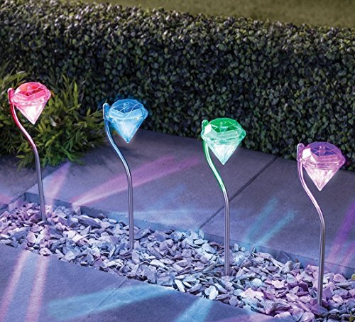 LSHCX Solar Powered Color Changing Led Landscape Lighting Garden Outdoor Decorations Ground Stakes Lawn Patio Pathway Driveway Home Yard Ornaments Pool 4 Pack
