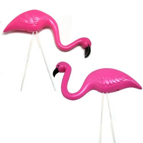 OTC - 2 small Pink FLAMINGO mini Lawn Ornaments YARD art decor 4-Pack