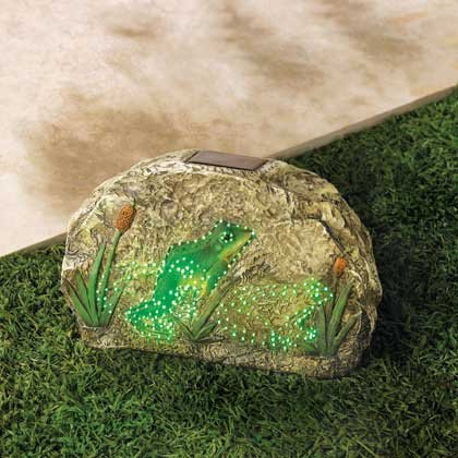 Solar Garden Stone Frog Sculptures Outdoor Statues Concrete Decor Backyard Ornament Pathways Lawn Yard Patio