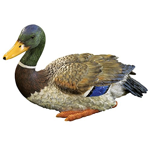 Bits and Pieces - Mallard Duck Sculpture - Weather Resistant Hand-painted Polyresin Mallard Drake Sculpture - Lawn or Yard Statue