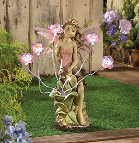 Fairy Garden Solar Statues Concrete Sculptures Outdoor Decor Resin Disney Angel Lawn Yard Patio Ornament