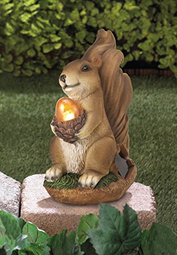 Solar Garden Animal Statues Squirrel Concrete Sculptures Resin Outdoor Decor Patio Lawn Yard Ornament