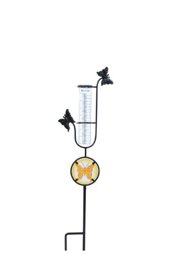 Toland Home Garden Butterfly Decorative Outdoor Garden Stake&nbsprain Gauge Statue&nbspwith Glass Udometer&nbspfor Yards