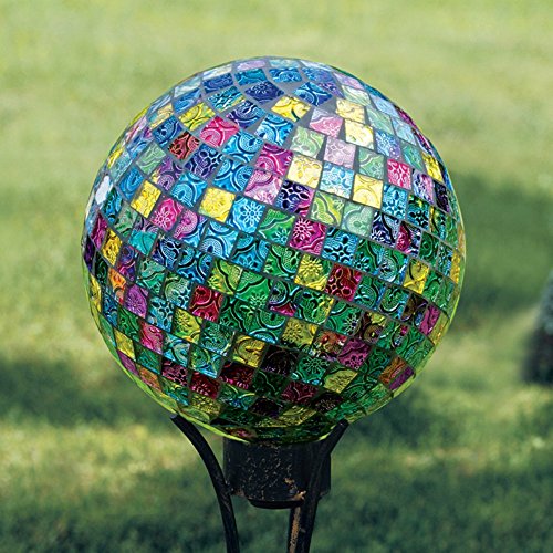 Carson Home Accents 65675 10 in Gazing Ball - Mosaic Jeweled Hues