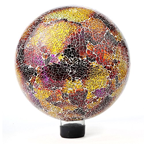 Lilys Home Colorful Mosaic Glass Gazing Ball Purple and Gold 10-Inch
