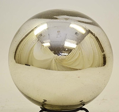 10 Inch Glass Garden Gazing Ball, Silver Color.