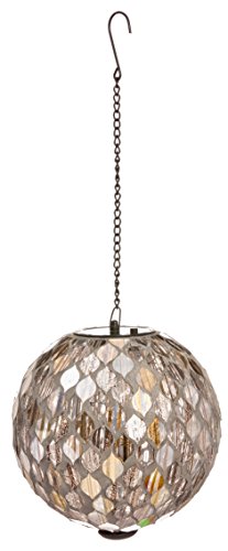 Evergreen Silver And Gold Petal Hanging Solar Gazing Ball