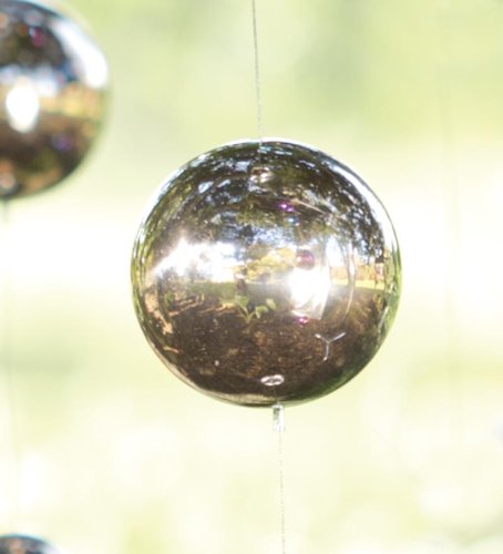 Hanging Gazing Ball Silver Chain Garden Accent