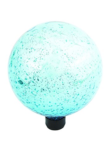 Russco Iii Gd137227 Glass Gazing Ball, 10", Blue With Silver