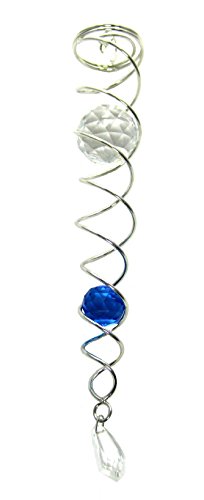 Shipityourway Wind Spinner Crystal Twister Gazing Ball Spiral Tail Cyclone Yard Art Optical Illusion silver -