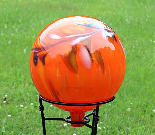 Glass Gazing Ballquotcircus Orange Iridized&quot 12 Inch By Iron Art Glass Designs