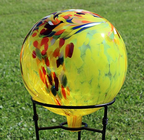 Glass Gazing Ballquotcircus Yellow&quot 12 Inch By Iron Art Glass Designs