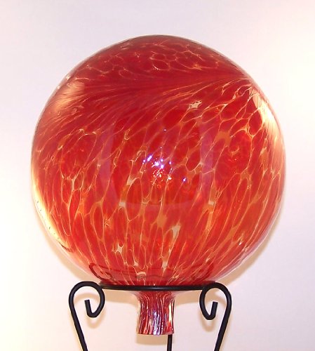 Glass Gazing Ballquotgarnet Red&quot 12 Inch By Iron Art Glass Designs