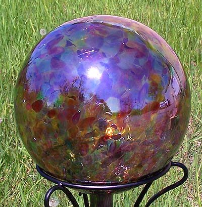 Glass Gazing Ballquotmulticolor&quot 12 Inch By Iron Art Glass Designs
