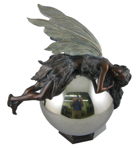 Napco 12-inch Tall Bronze Fairy On Gazing Ball