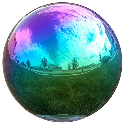 Lilys Home Gazing Globe Mirror Ball In Rainbow Stainless Steel 8 Inch