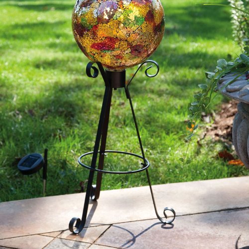 Tall Solar Black Metal Gazing Ball Stand