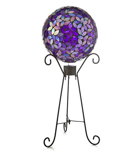 Wind And Weather Purple Mosaic Gazing Ball With Metal Stand