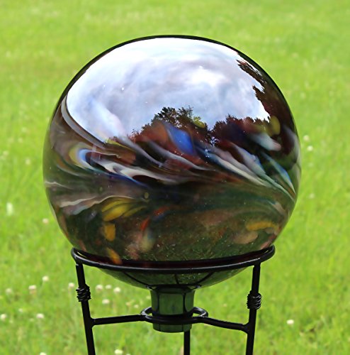 Glass Gazing Ball "circus Amethyst" 12 Inch By Iron Art Glass Designs